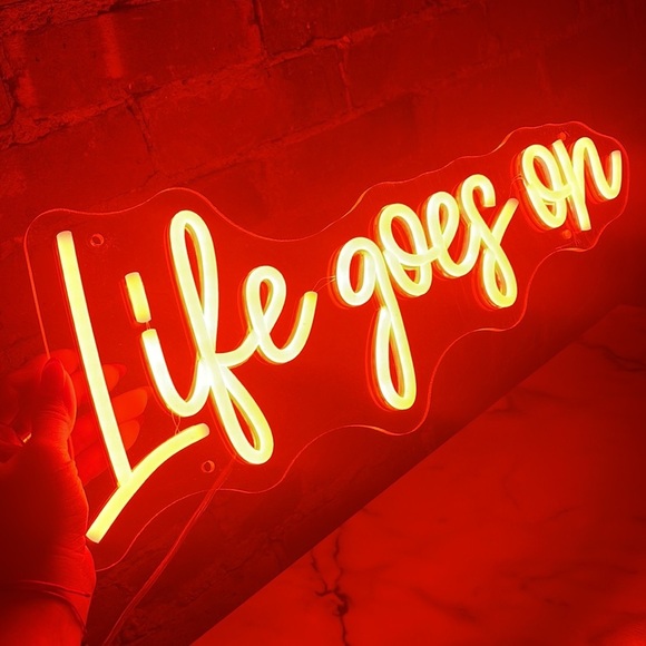 Orange Neon “Life goes on” Light Indoor Wall Decor - Picture 2 of 5